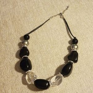 2 for $6 - Black and clear large beads necklace